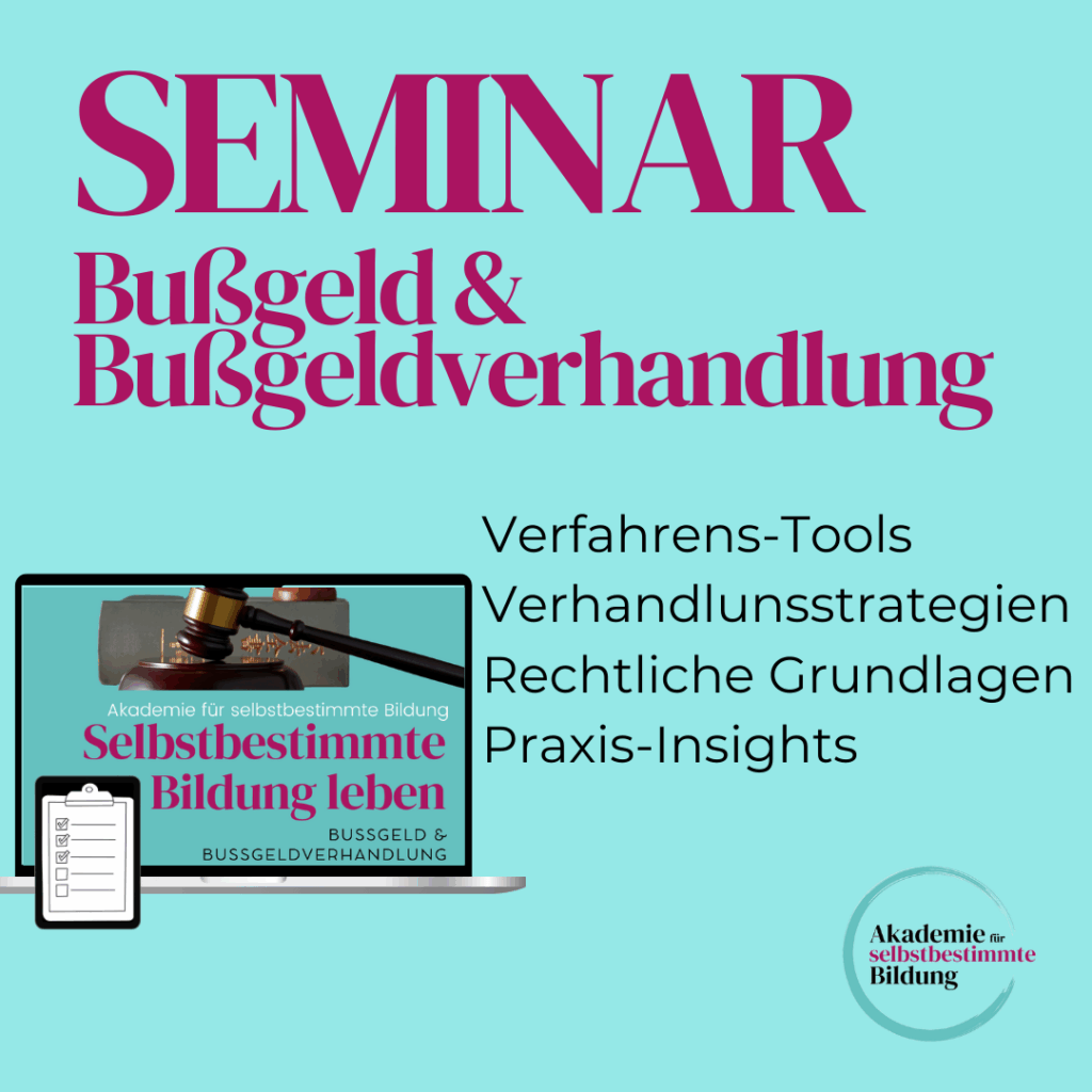 Produktbild für das Seminar Bußgeldverhandlung der Akademie für selbstbestimmte Bildung