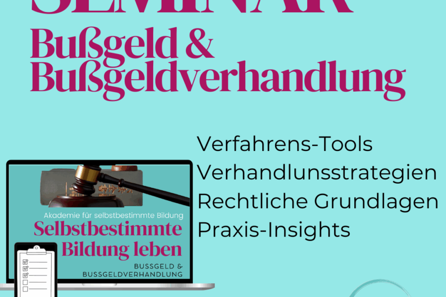 Produktbild für das Seminar Bußgeldverhandlung der Akademie für selbstbestimmte Bildung